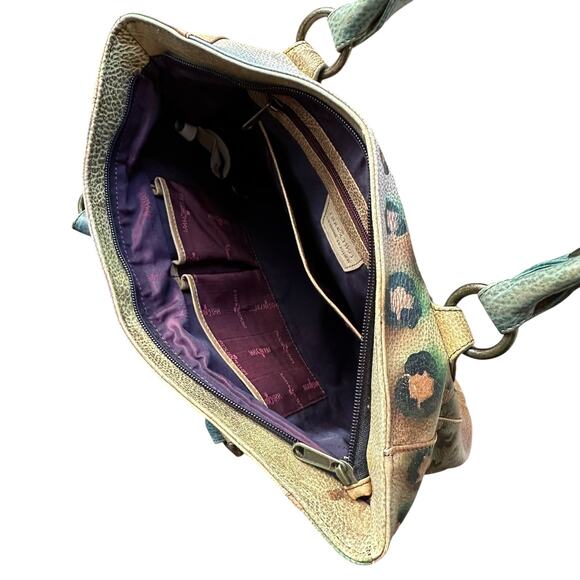 Anuschka Peacock Safari Hand Painted and Signed Leather Large Tote Bag - Picture 14 of 15